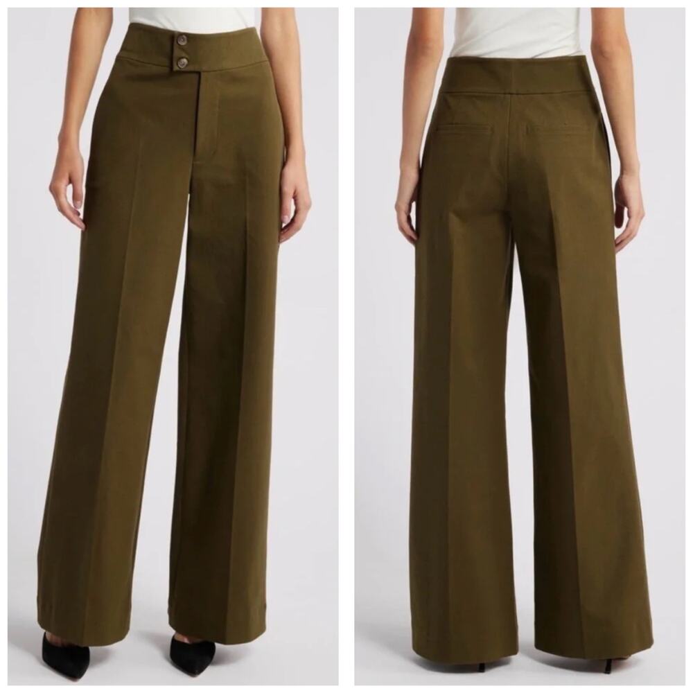 Frame Le Hardy High Waist Wide Leg Pants In Rich Military Size 4 Preppy Chic